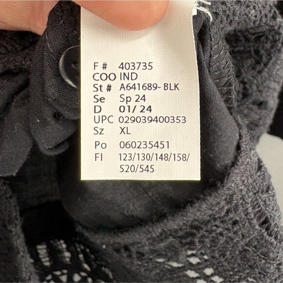 LOGO Lavish Women's Bohemian Peasant Lace Trim Blouse XL Button Front Boho - Picture 7 of 11